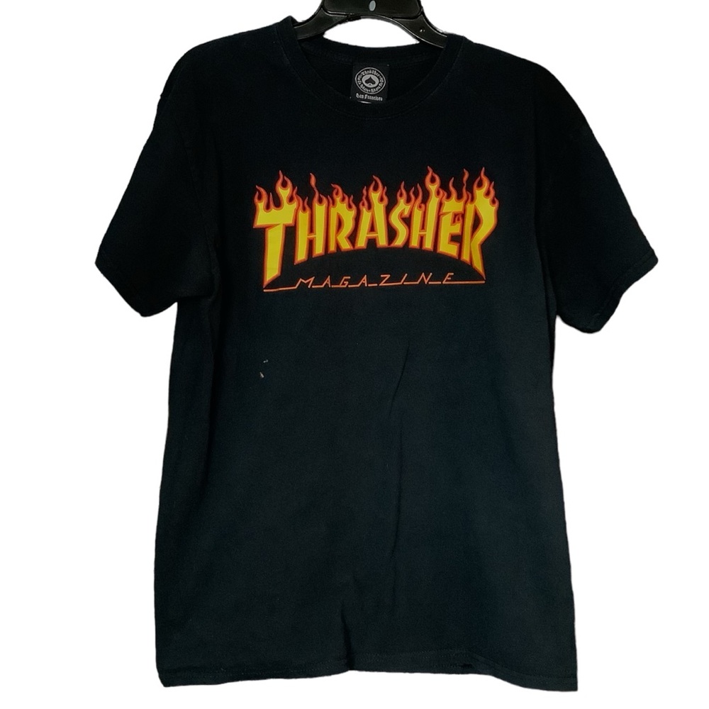 Large Flame Logo Thrasher Magazine Black Yellow Small Flaw Read